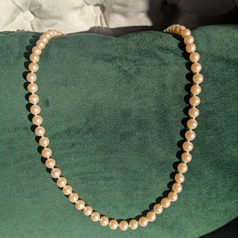 Long Vintage Costume Pearl Necklace